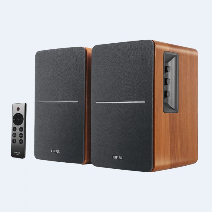 R1280DBs Powered Bluetooth Bookshelf Speakers - Brown