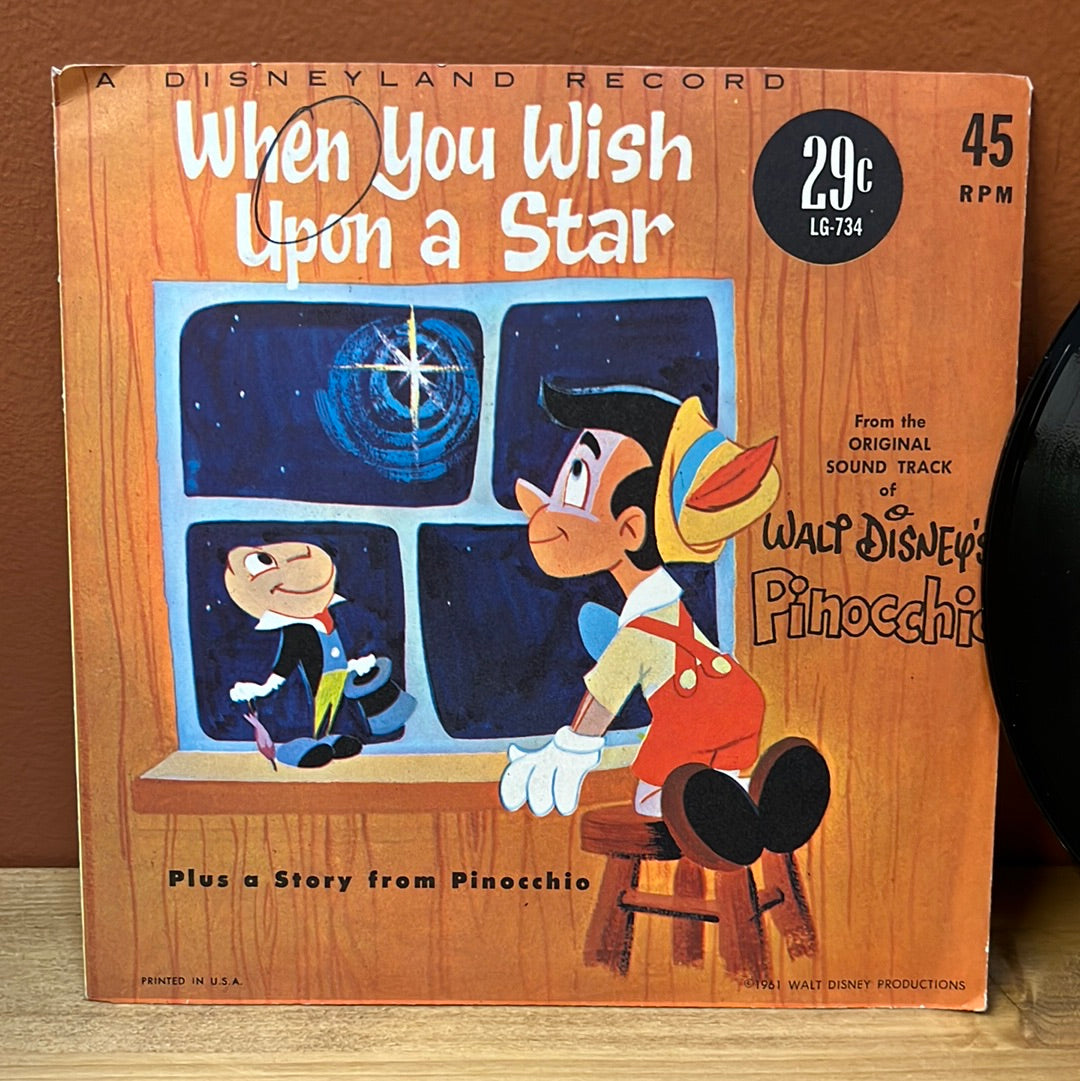 Walt Disney's Pinocchio When You Wish Upon A Star 45 RPM LG-734 VG+