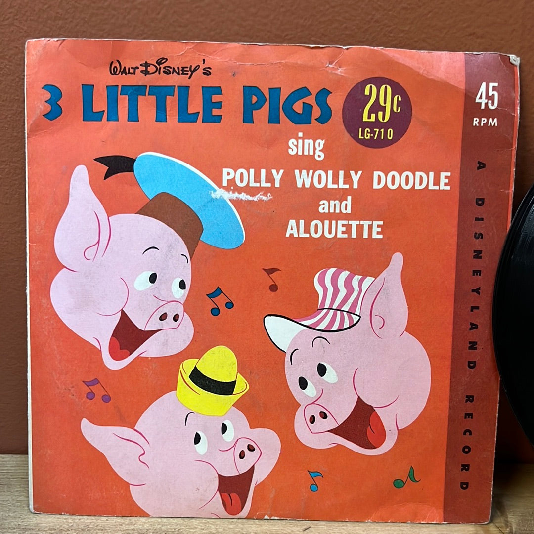 Walt Disney's 3 Little Pigs 45 LG-710 "Little Gem" Record Good