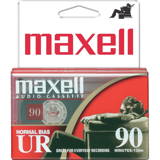 Maxell 108527 UR-90 2PK Normal Bias Audio Cassettes 90 Minute With Cases 2 Pack